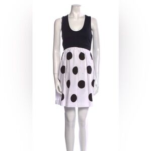 Alice + Olivia Polka Dot Print Mini Dress A Line Sleeveless Scoop Neck Size L
